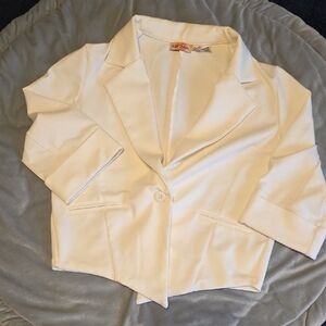 White Women's Single-Button Blazer Jacket